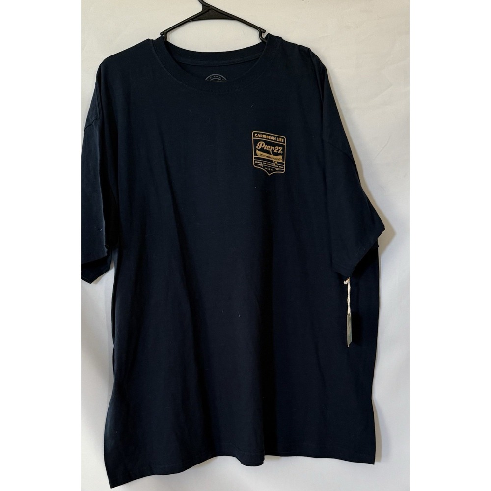 NWT Caribbean life Pier 27 men's blue T-shirt Sz 2XL